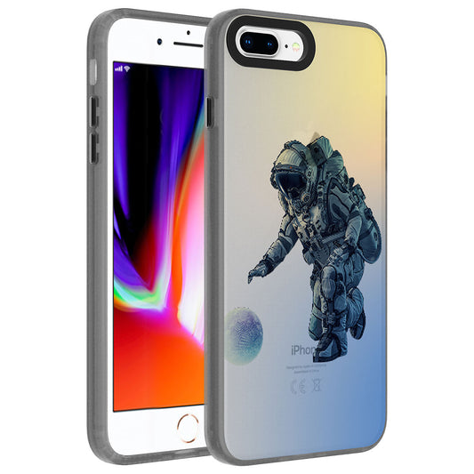 Apple iPhone 7 Plus Kılıf Desenli Zore Dragon Sert Kapak Astronot