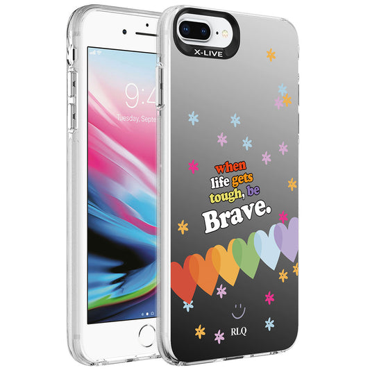 Apple iPhone 7 Plus Kılıf Desenli Zore Silver Sert Kapak Kalp