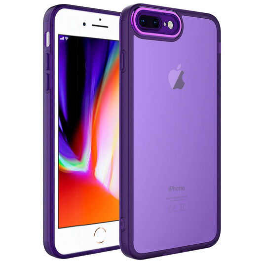 Apple iPhone 7 Plus Kılıf Kamera Korumalı Transparan Zore Post Kapak Derin Mor