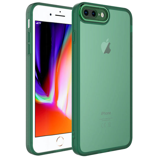 Apple iPhone 7 Plus Kılıf Kamera Korumalı Transparan Zore Post Kapak Koyu Yeşil