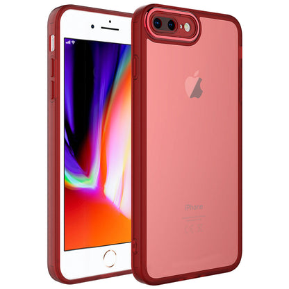 Apple iPhone 7 Plus Kılıf Kamera Korumalı Transparan Zore Post Kapak Kırmızı