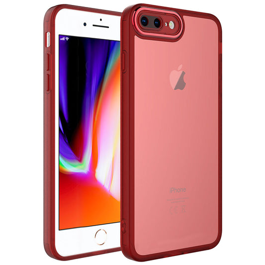 Apple iPhone 7 Plus Kılıf Kamera Korumalı Transparan Zore Post Kapak Kırmızı