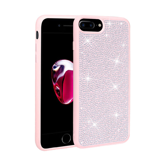 Apple iPhone 7 Plus Kılıf Parlak Taşlı Tasarım Zore Ston Kapak Pembe