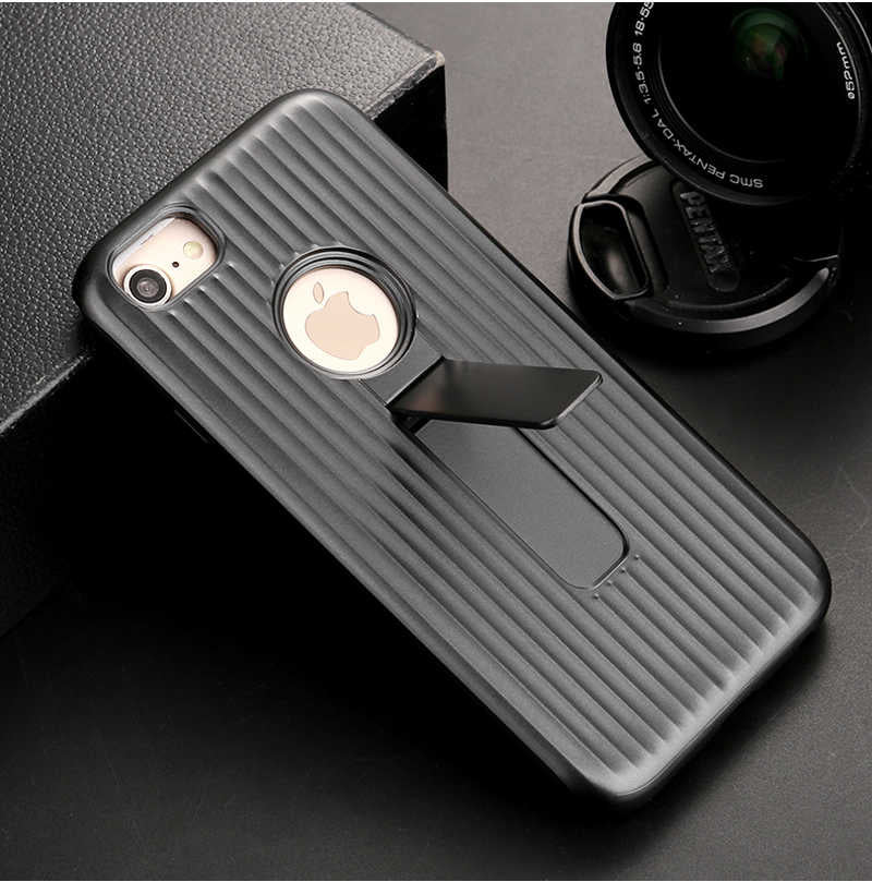 Apple iPhone 7 Plus Kılıf Zore Wave Standlı Mıknatıslı Kapak Mürdüm