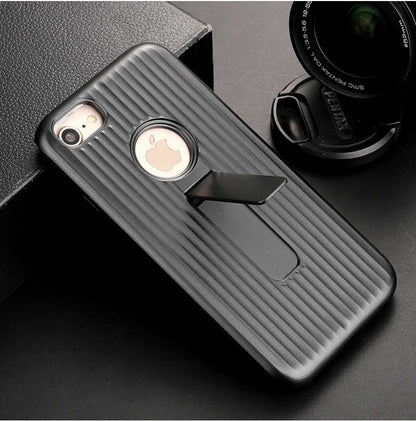 Apple iPhone 7 Plus Kılıf Zore Wave Standlı Mıknatıslı Kapak Mürdüm