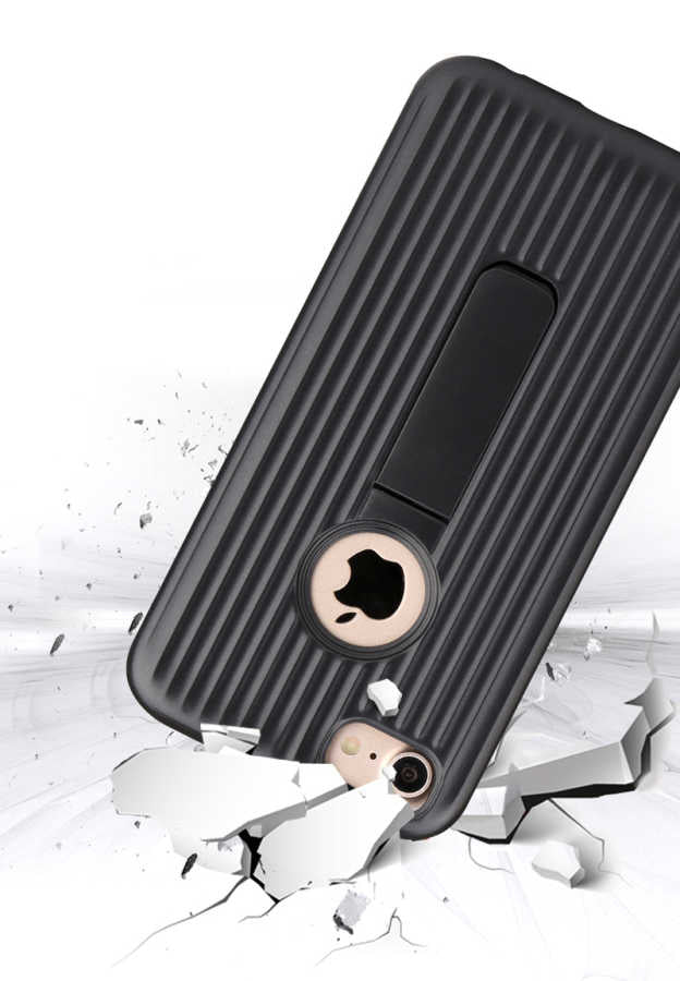 Apple iPhone 7 Plus Kılıf Zore Wave Standlı Mıknatıslı Kapak Lacivert