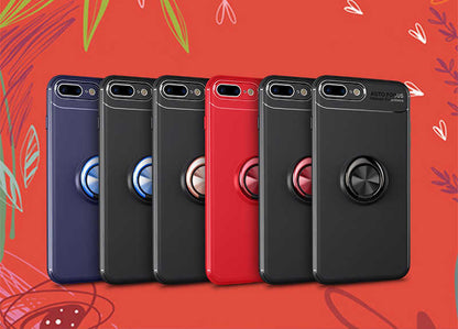 Apple iPhone 7 Plus Kılıf Zore Ravel Silikon Kapak Siyah-Kırmızı
