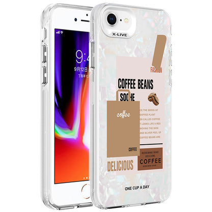Apple iPhone 8 Kılıf Mermer Desenli Zore Marbello Kapak Yeşil