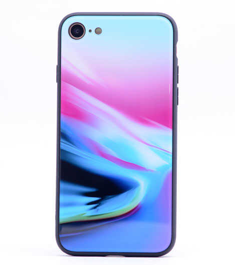 Apple iPhone 8 Kılıf Zore Ebruli Cam Kapak NO5