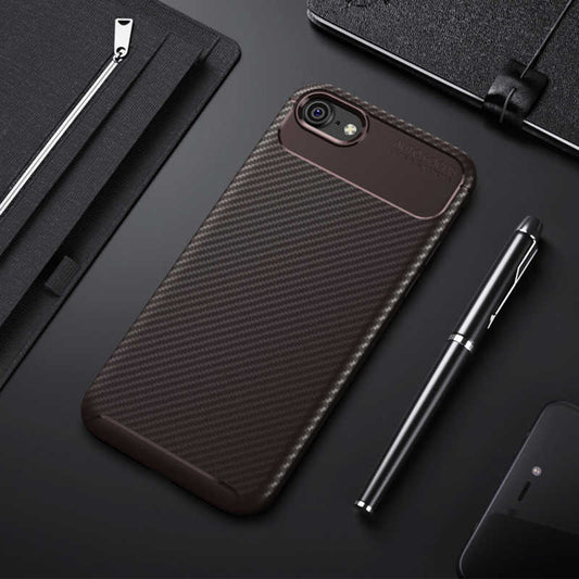 Apple iPhone 8 Kılıf Zore Negro Silikon Kapak Kahverengi