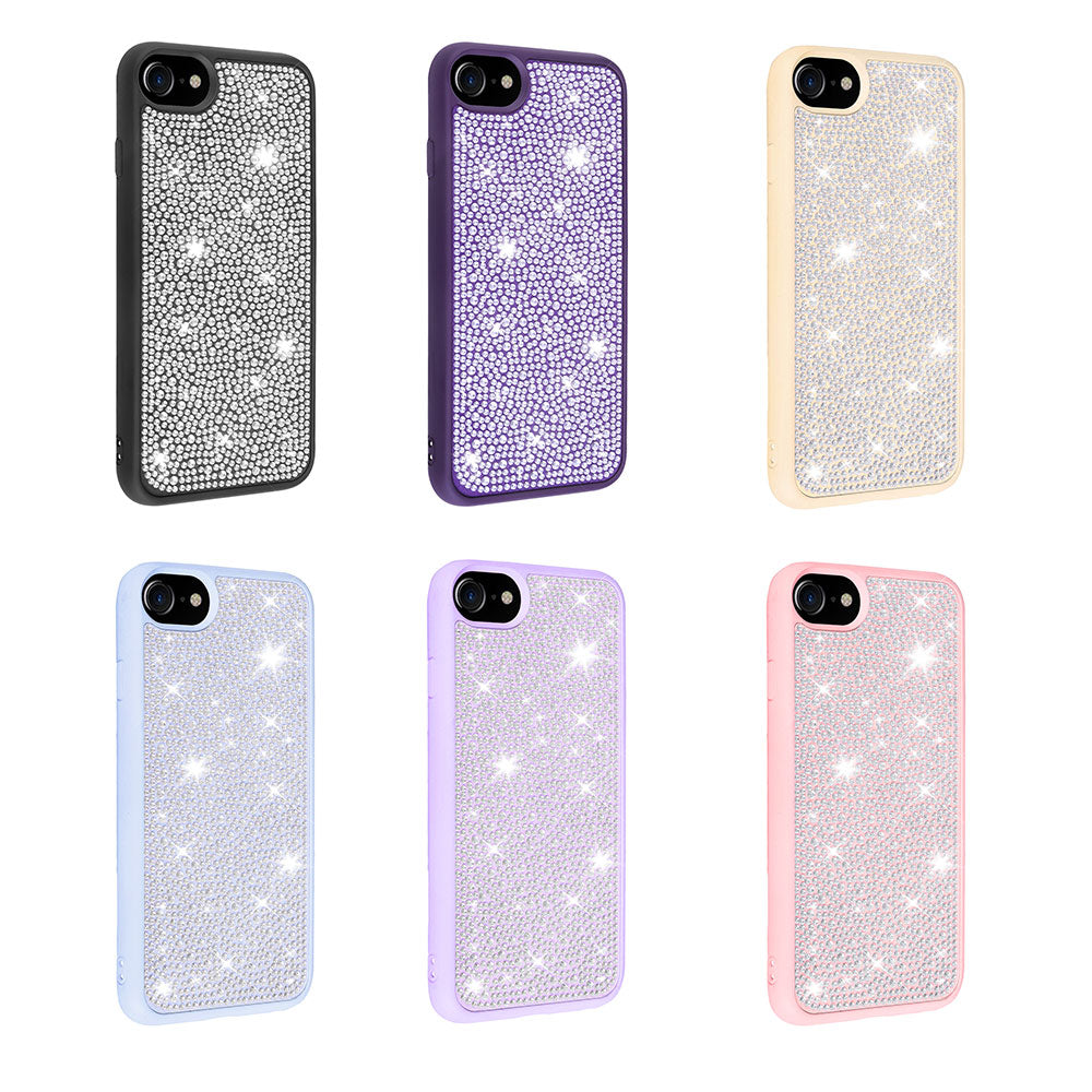 Apple iPhone SE 2022 Kılıf Parlak Taşlı Tasarım Zore Ston Kapak Siyah