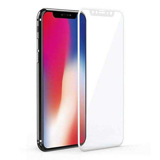 Apple iPhone X Zore Kenarları Kırılmaya Dayanıklı Cam Ekran Koruyucu Beyaz