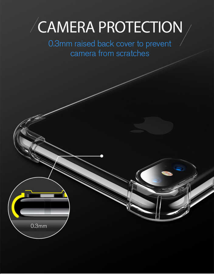 Apple iPhone X Kılıf Zore Nitro Anti Shock Silikon Renksiz