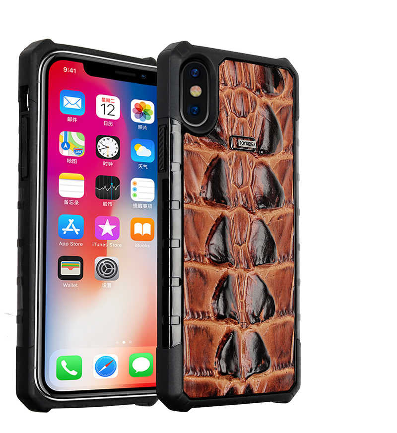 Apple iPhone X Kılıf Zore Crocow Kapak Kahverengi