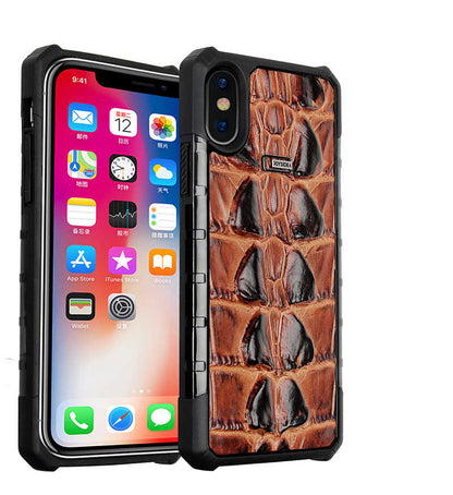 Apple iPhone X Kılıf Zore Crocow Kapak Kahverengi
