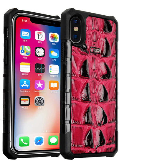 Apple iPhone X Kılıf Zore Crocow Kapak Bordo