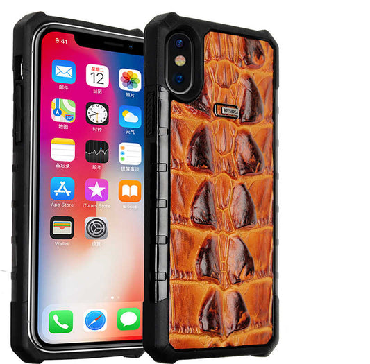 Apple iPhone X Kılıf Zore Crocow Kapak Kahverengi