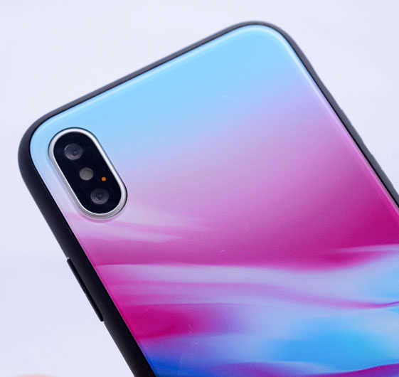Apple iPhone X Kılıf Zore Ebruli Cam Kapak NO8