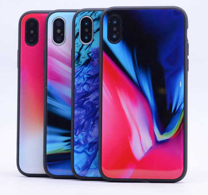 Apple iPhone X Kılıf Zore Ebruli Cam Kapak NO8