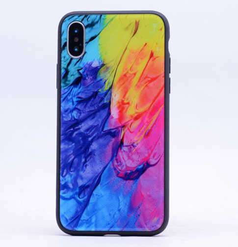 Apple iPhone X Kılıf Zore Ebruli Cam Kapak NO7