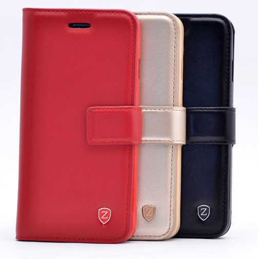 Apple iPhone X Kılıf Zore New Delüxe Kapaklı Standlı Kılıf Kırmızı