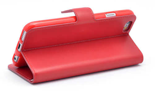 Apple iPhone X Kılıf Zore New Delüxe Kapaklı Standlı Kılıf Kırmızı