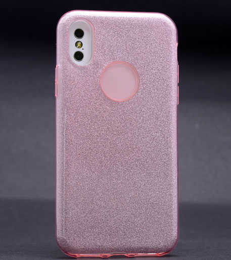 Apple iPhone X Kılıf Zore Shining Silikon Rose Gold