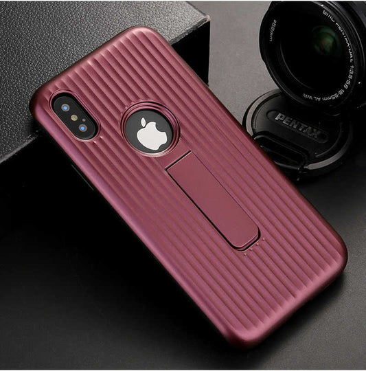 Apple iPhone X Kılıf Zore Wave Standlı Mıknatıslı Kapak Mürdüm