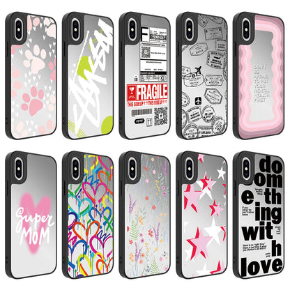 Apple iPhone XS 5.8 Kılıf Aynalı Desenli Kamera Korumalı Parlak Zore Mirror Kapak Love