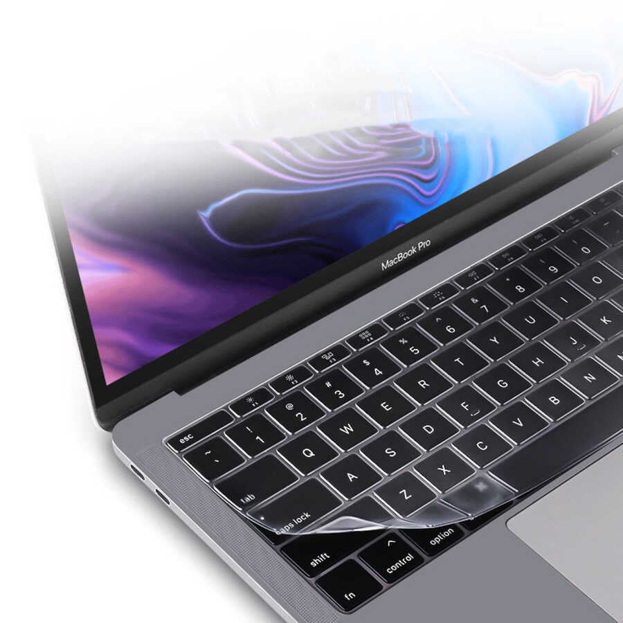 Apple Macbook Pro 16.2 2023 A2780 Zore Klavye Koruyucu Şeffaf Silikon Ped Renksiz