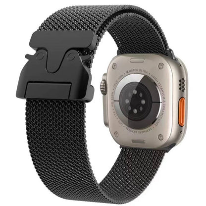 Apple Watch 10 42mm Zore KRD-25 Metal Hasır Kordon Gümüş