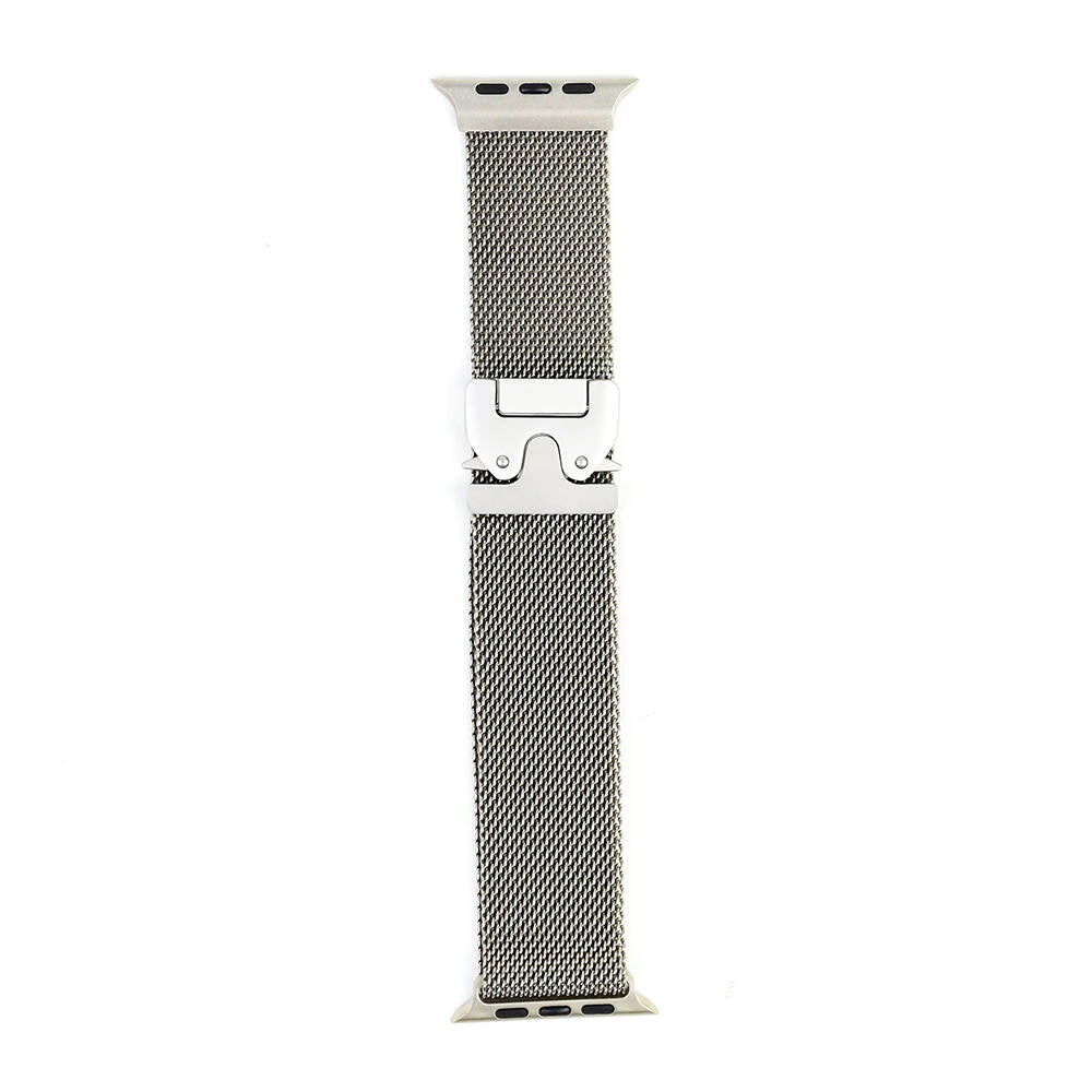 Apple Watch 10 42mm Zore KRD-25 Metal Hasır Kordon Gümüş