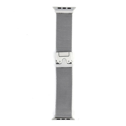 Apple Watch 10 42mm Zore KRD-25 Metal Hasır Kordon Siyah
