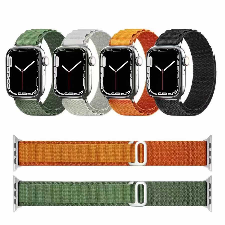 Apple Watch 10 42mm Zore KRD-74 Hasır Kordon Siyah-Mavi