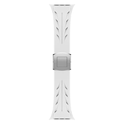 Apple Watch 10 46mm KRD-127 Metal Tokalı Silikon Kordon Beyaz