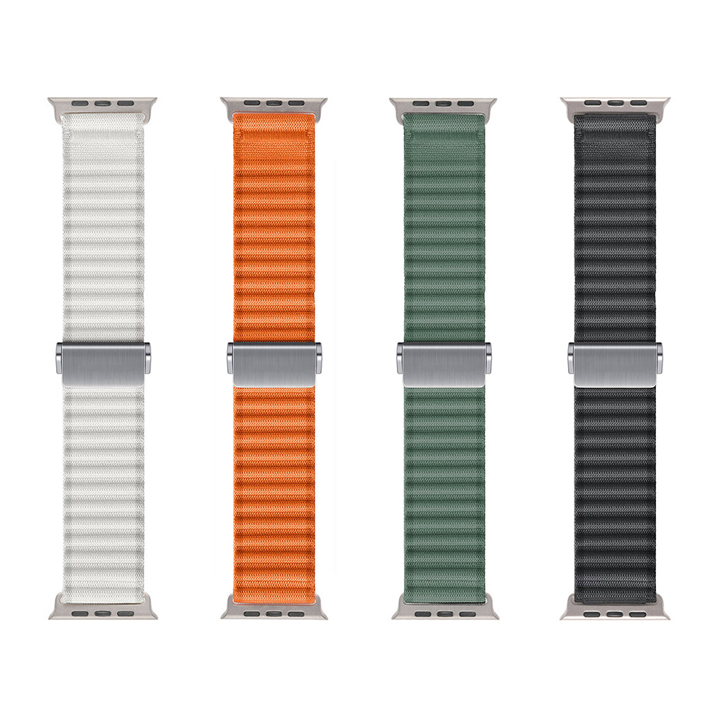 Apple Watch 10 46mm Zore KRD-123 Naylon Kumaş Hasır Örgülü Kordon Beyaz