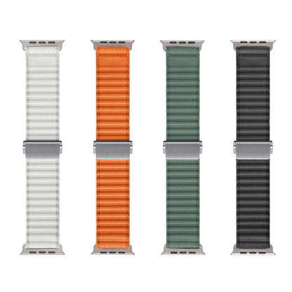 Apple Watch 10 46mm Zore KRD-123 Naylon Kumaş Hasır Örgülü Kordon Beyaz