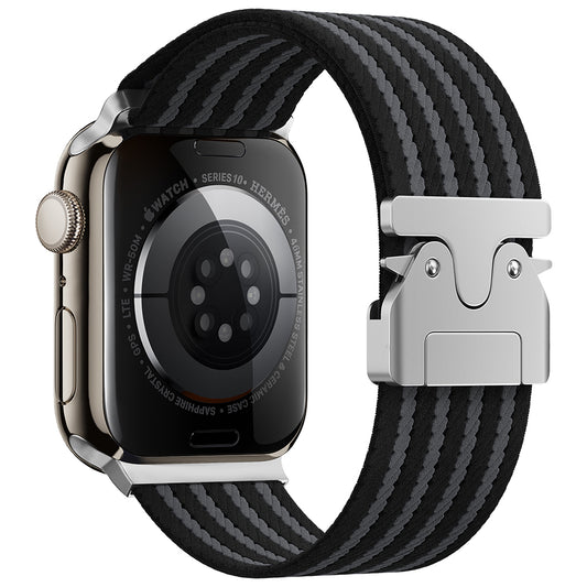 Apple Watch 10 46mm Zore KRD-133 Naylon Kumaş Hasır Örgülü Kordon Siyah