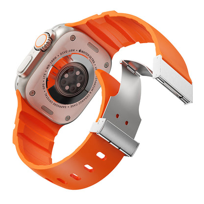 Apple Watch 10 46mm Zore KRD-145 Metal Tokalı Silikon Kordon Gri