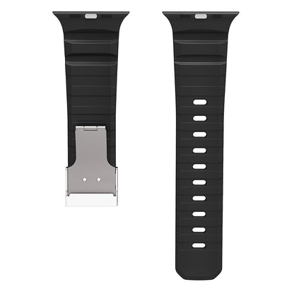 Apple Watch 10 46mm Zore KRD-145 Metal Tokalı Silikon Kordon Siyah