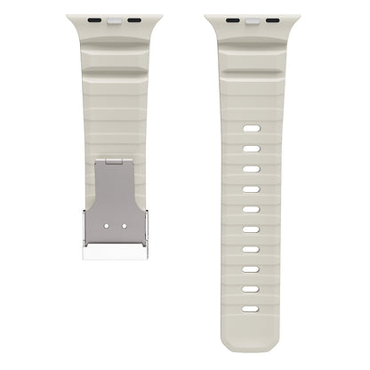 Apple Watch 10 46mm Zore KRD-145 Metal Tokalı Silikon Kordon Gri