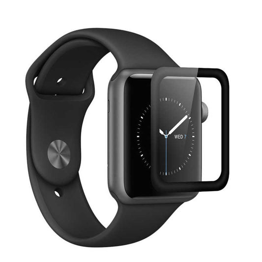 Apple Watch 38mm Zore Kenarları Metal Cam Ekran Koruyucu Siyah