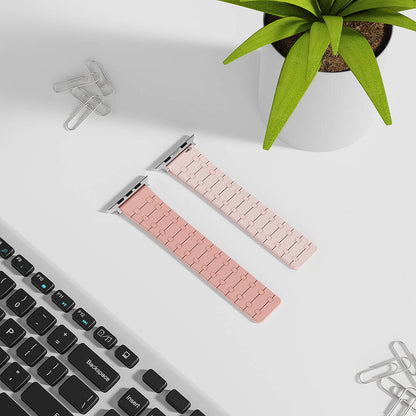 Apple Watch 38mm Zore KRD-111 Çizgili Desenli Silikon Kordon Pembe