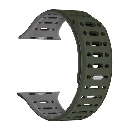 Apple Watch 38mm Zore KRD-124 Silikon Kordon Strap Kayış Koyu Yeşil-Gri