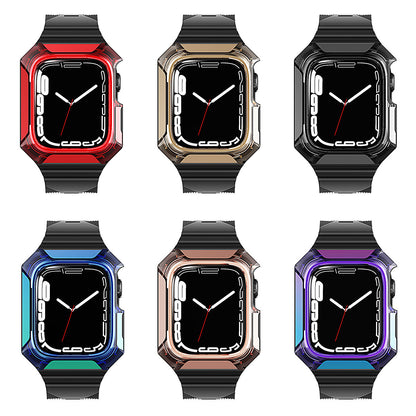 Apple Watch 38mm Zore KRD-88 Sert PC Kasa Koruyuculu Silikon Kordon Mavi