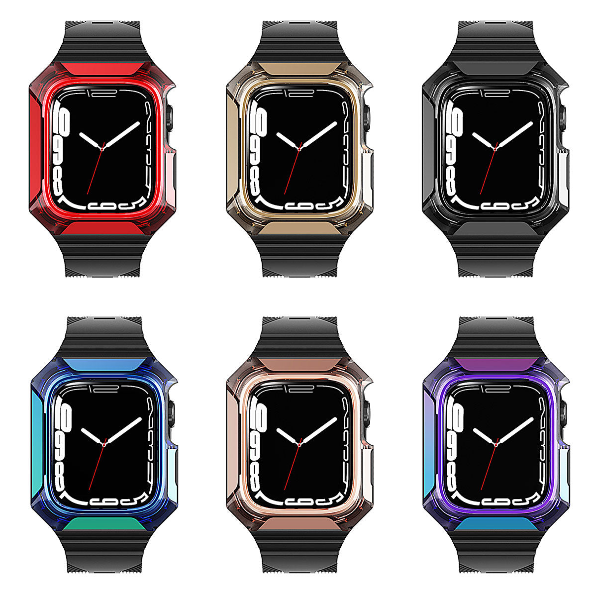 Apple Watch 38mm Zore KRD-88 Sert PC Kasa Koruyuculu Silikon Kordon Mor