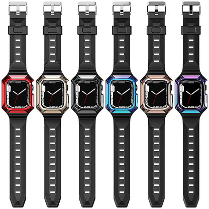 Apple Watch 38mm Zore KRD-88 Sert PC Kasa Koruyuculu Silikon Kordon Rose Gold