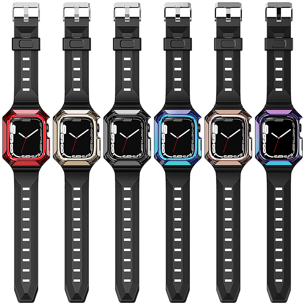 Apple Watch 38mm Zore KRD-88 Sert PC Kasa Koruyuculu Silikon Kordon Kırmızı