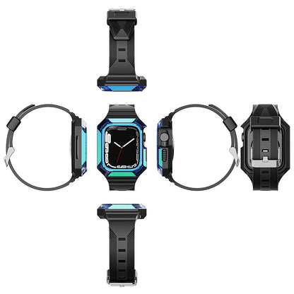 Apple Watch 38mm Zore KRD-88 Sert PC Kasa Koruyuculu Silikon Kordon Siyah