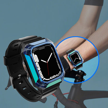 Apple Watch 38mm Zore KRD-88 Sert PC Kasa Koruyuculu Silikon Kordon Mavi